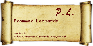 Prommer Leonarda névjegykártya